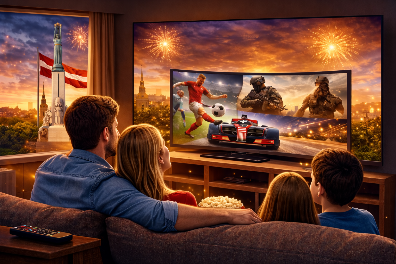 Famille regardant IPTV Suisse en 4K — Suisse IPTV